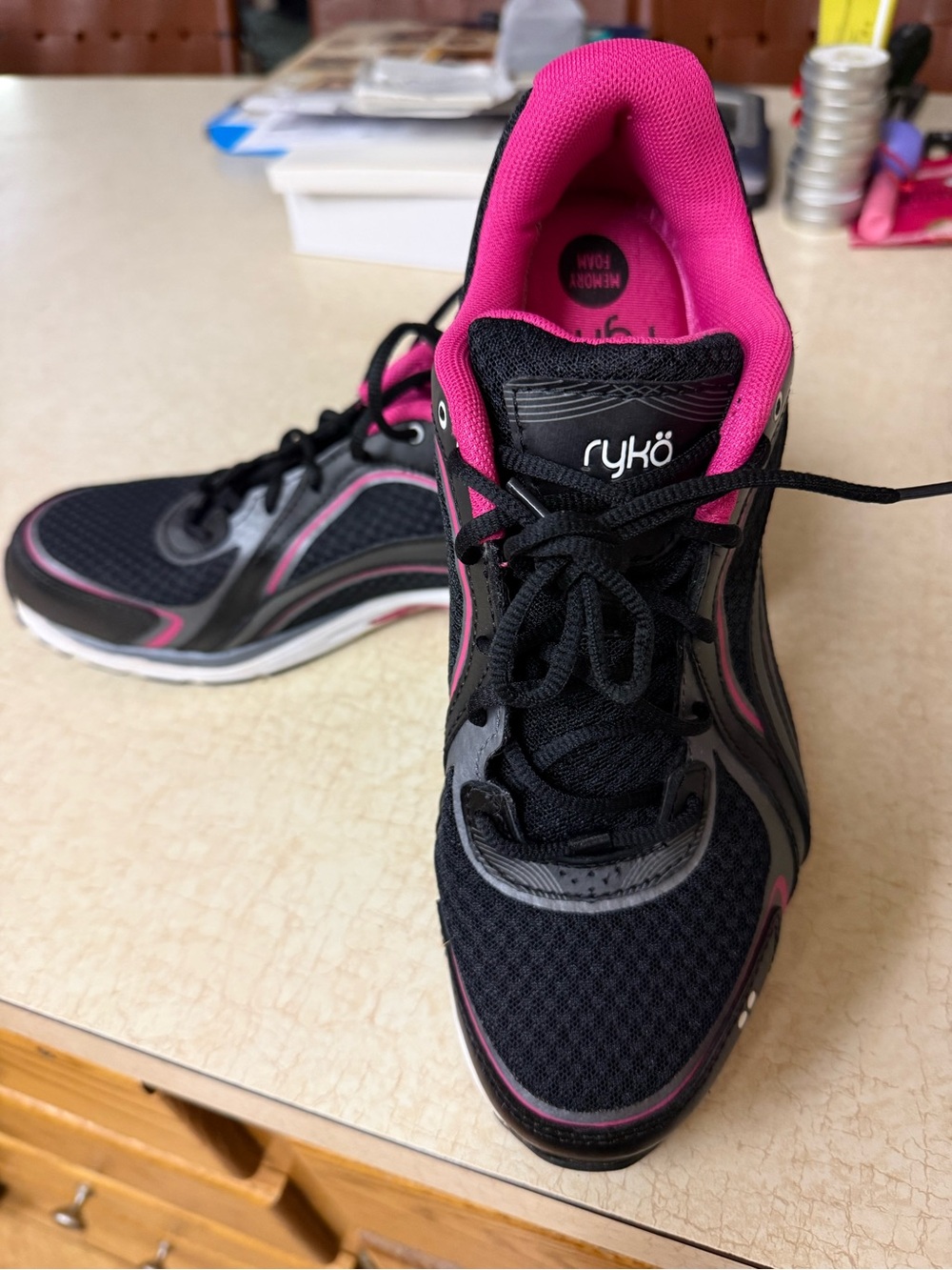 Ryka Black and Pink Women's Athletic Lace-Up Trainer
